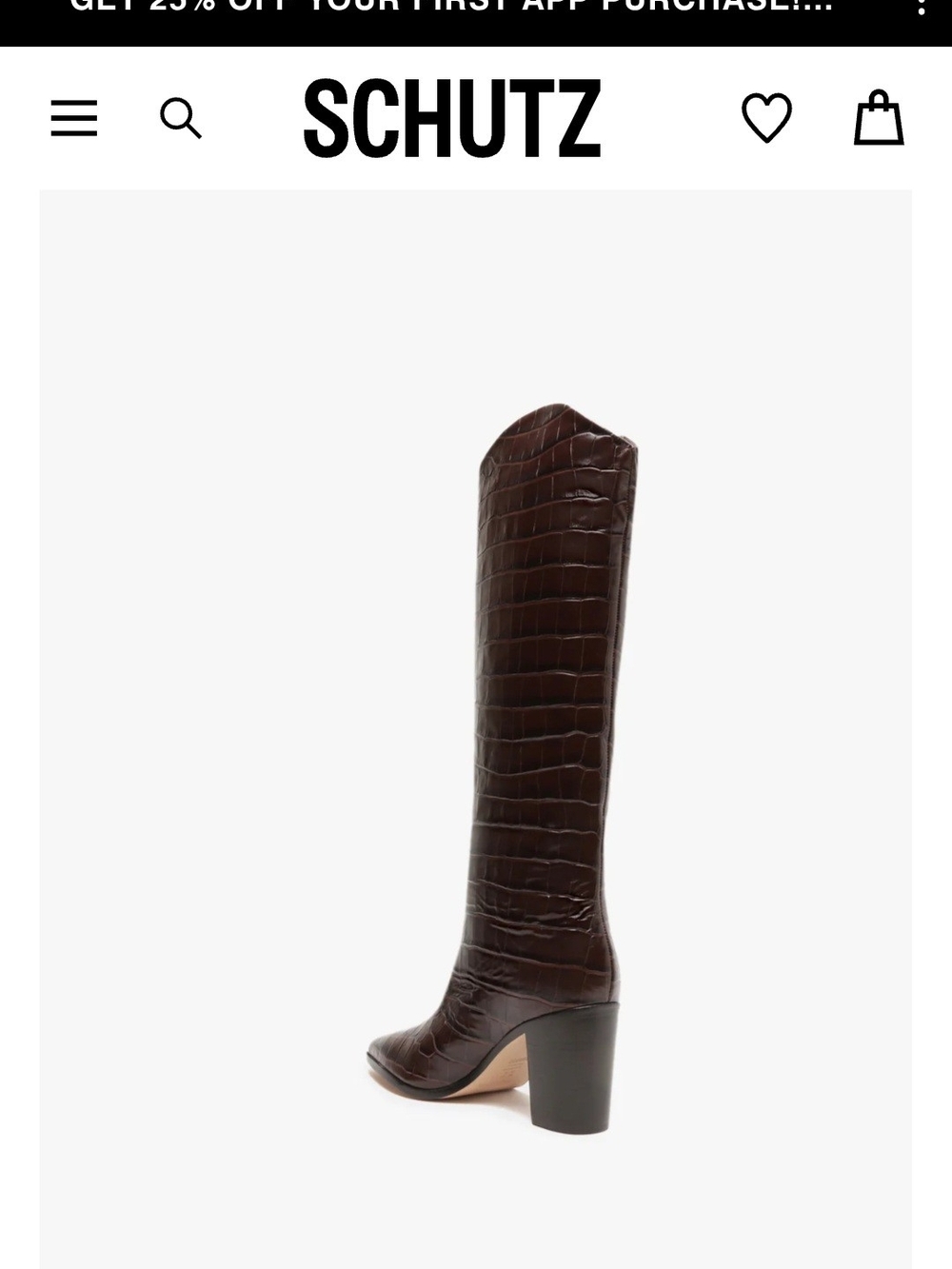 SCHUTZ Croc-Embossed Over-the-Knee Boot in Dark Brown
